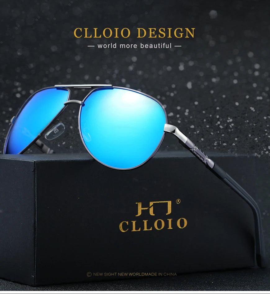 CLLOIO Men Classic Aluminum Polarized Sunglasses/ Women Driving Glasses Pilot Sun Glasses/ Brand Designer Male Vintage Sunglasses