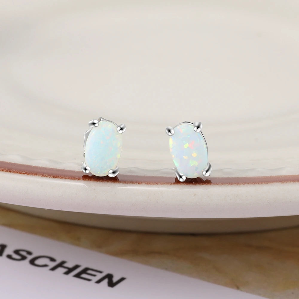 Women's Opal Jewelry Pendant Necklace Earrings Ring Set/ 2021 Trend Wedding Bridal Fashion Jewelry Sets Gift for Women Girls