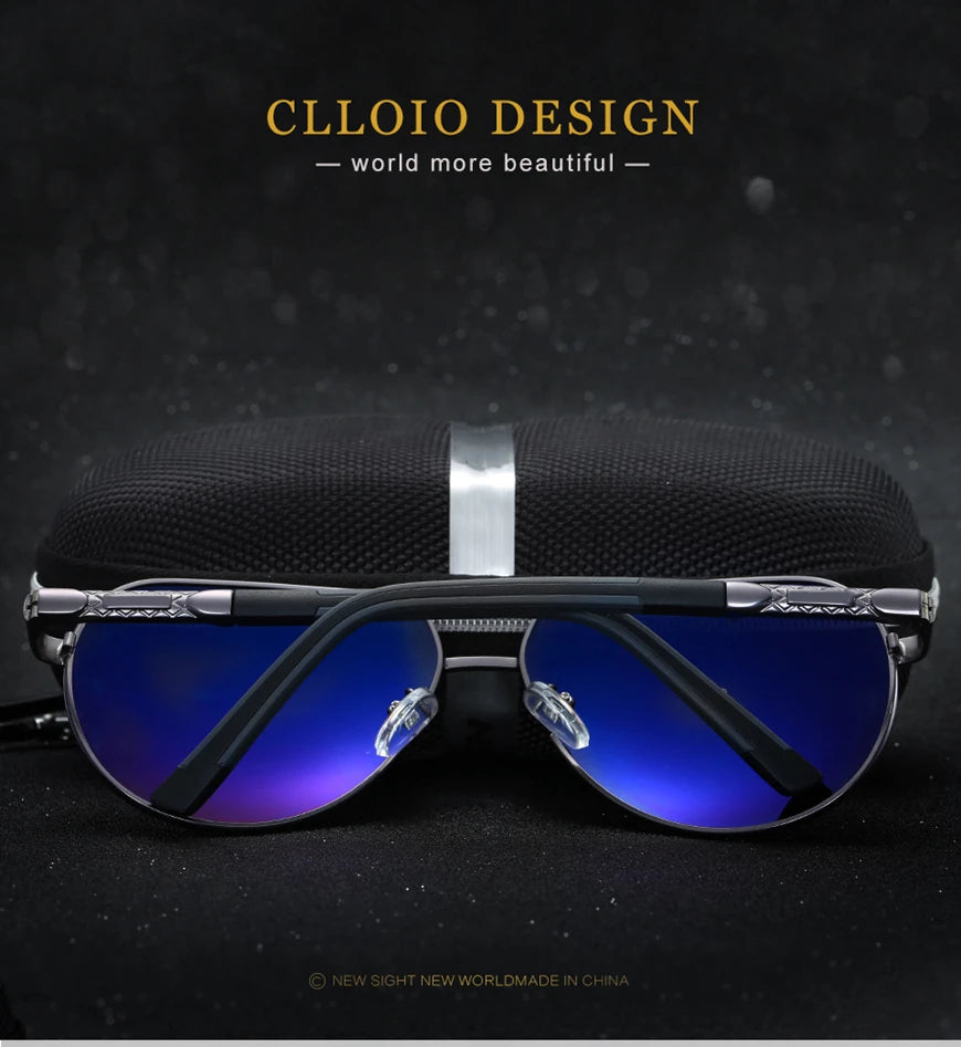 CLLOIO Men Classic Aluminum Polarized Sunglasses/ Women Driving Glasses Pilot Sun Glasses/ Brand Designer Male Vintage Sunglasses