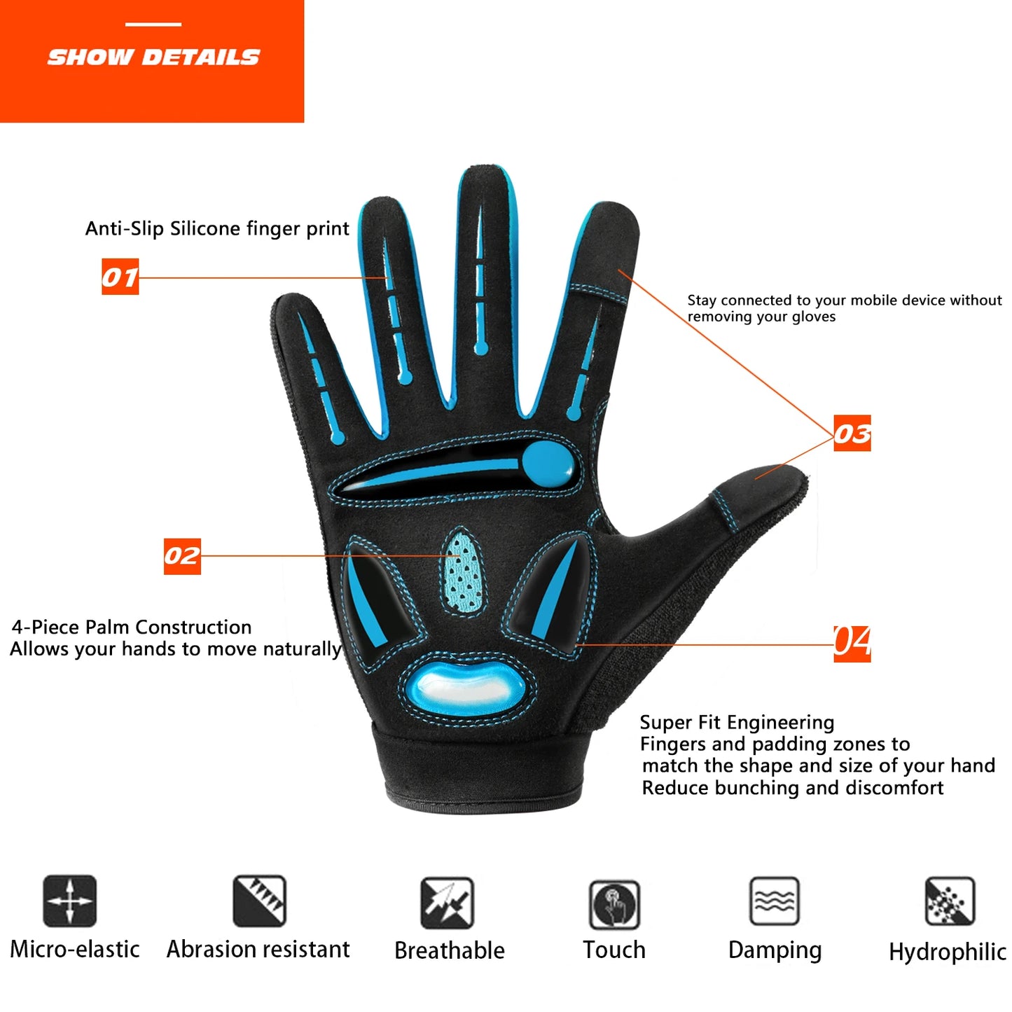 MOREOK Gel Shockproof MTB Cycling Gloves Breathable Durable Non-slip Biking Gloves for Men Women