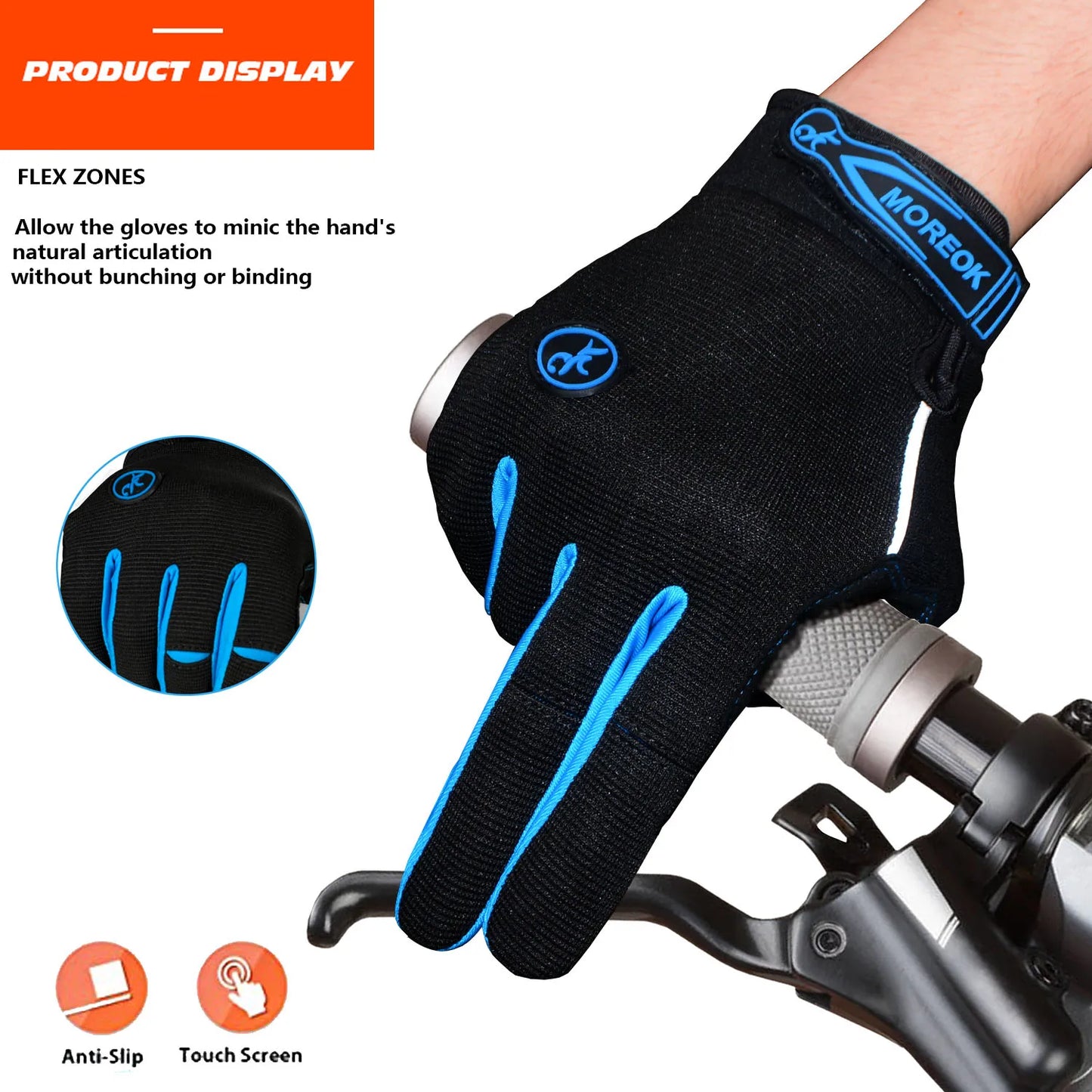 MOREOK Gel Shockproof MTB Cycling Gloves Breathable Durable Non-slip Biking Gloves for Men Women