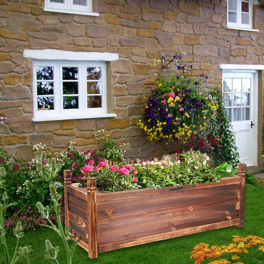 Raised Garden Bed Flower or Vegetable Planter; Window Mounted Plant Box for Garden; Yard Wood Box for Planting