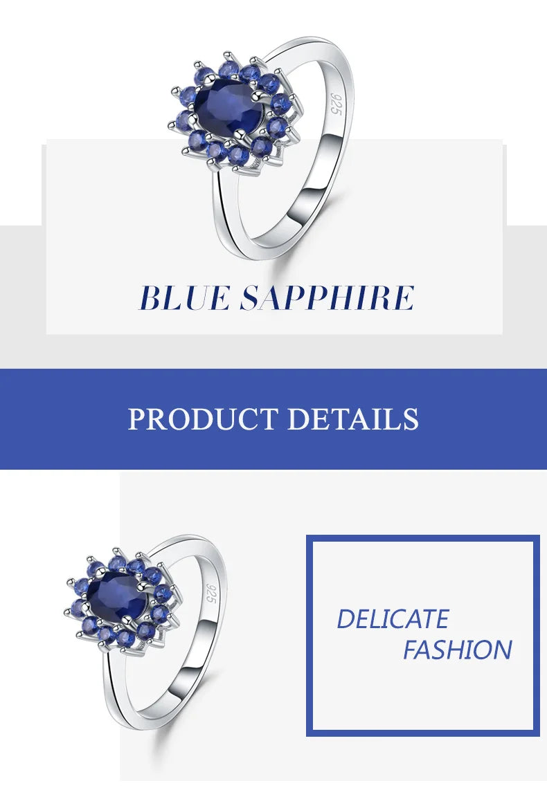 Gem's Ballet 1.89Ct Natural Blue Sapphire Gemstone Ring/ 925 Sterling Silver Vintage Flowers /Rings For Women Gift Fine Jewelry