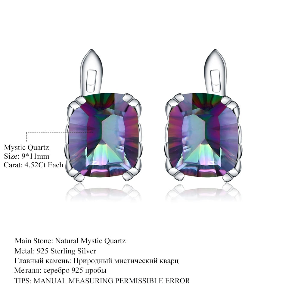 GEM'S BALLET 9.05Ct Natural Rainbow Mystic Quartz Stud Earrings Genuine 925 Sterling Silver Engagement Earrings Fine Jewelry