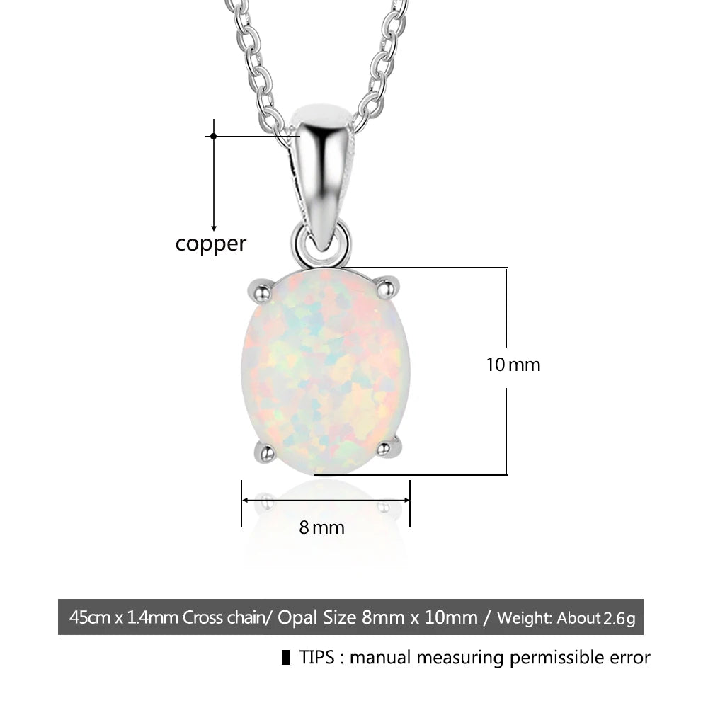 Women's Opal Jewelry Pendant Necklace Earrings Ring Set/ 2021 Trend Wedding Bridal Fashion Jewelry Sets Gift for Women Girls