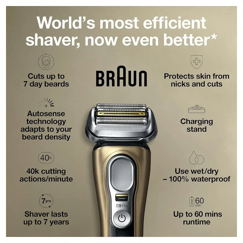 Braun Electric Razor for Men, Waterproof Foil Shaver,Series 9 Pro 9419s,Wet & Dry Shave, with ProLift Beard Trimmer for Grooming