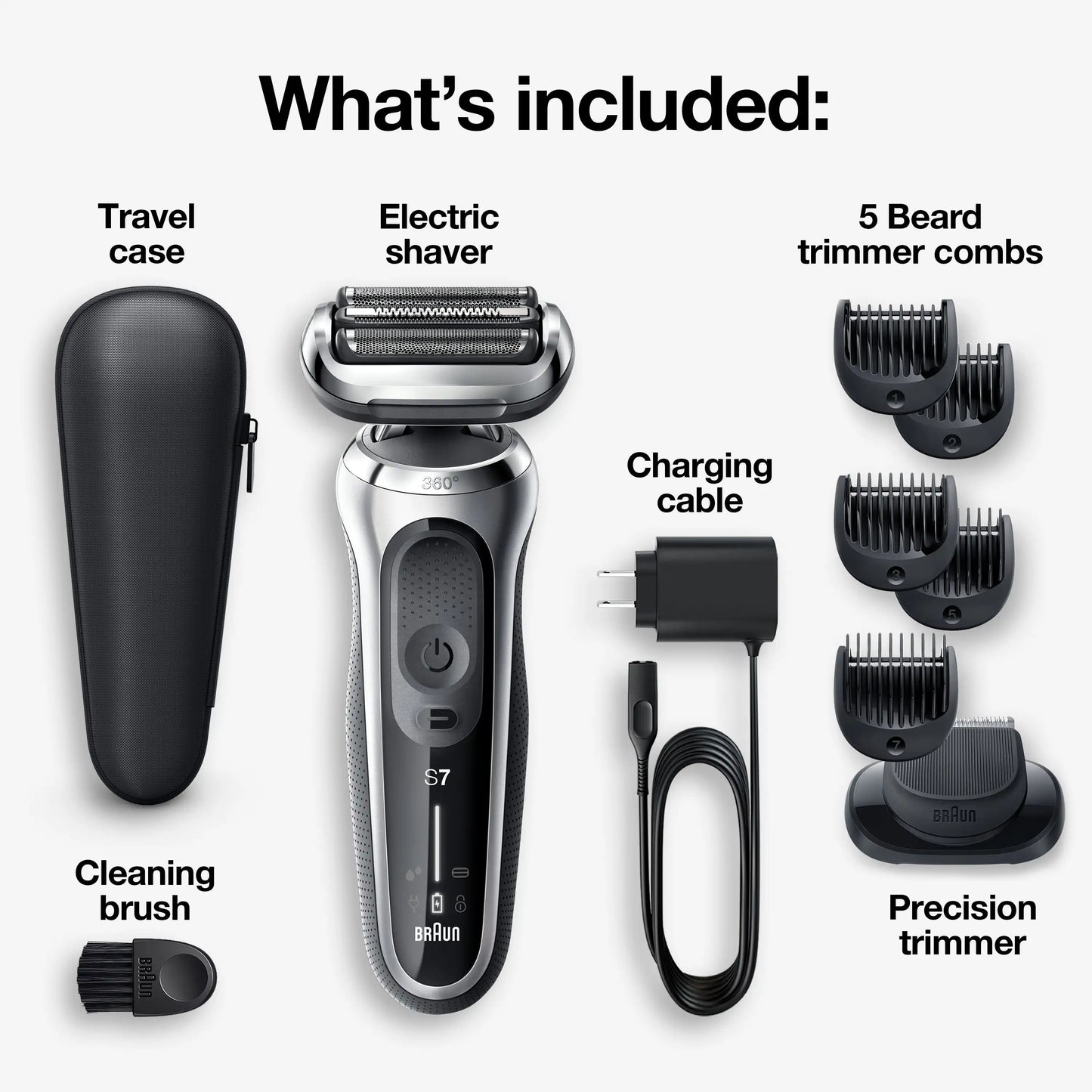 Braun Series 7 7025s Flex Rechargeable Wet Dry Men's Electric Shaver with Beard Trimmer