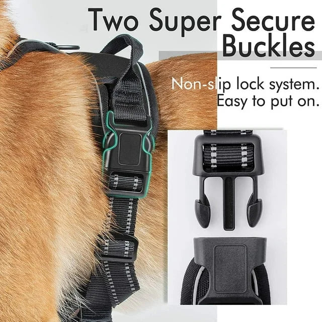 No-Pull Dog Harness with 2 Leash Clips Adjustable Padded Reflective Dog Vest with Handle for Large Dogs