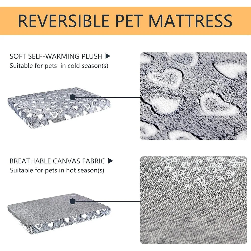 Dog Crate Mat Reversible Cool and Warm, Stylish Waterproof Inner Linings