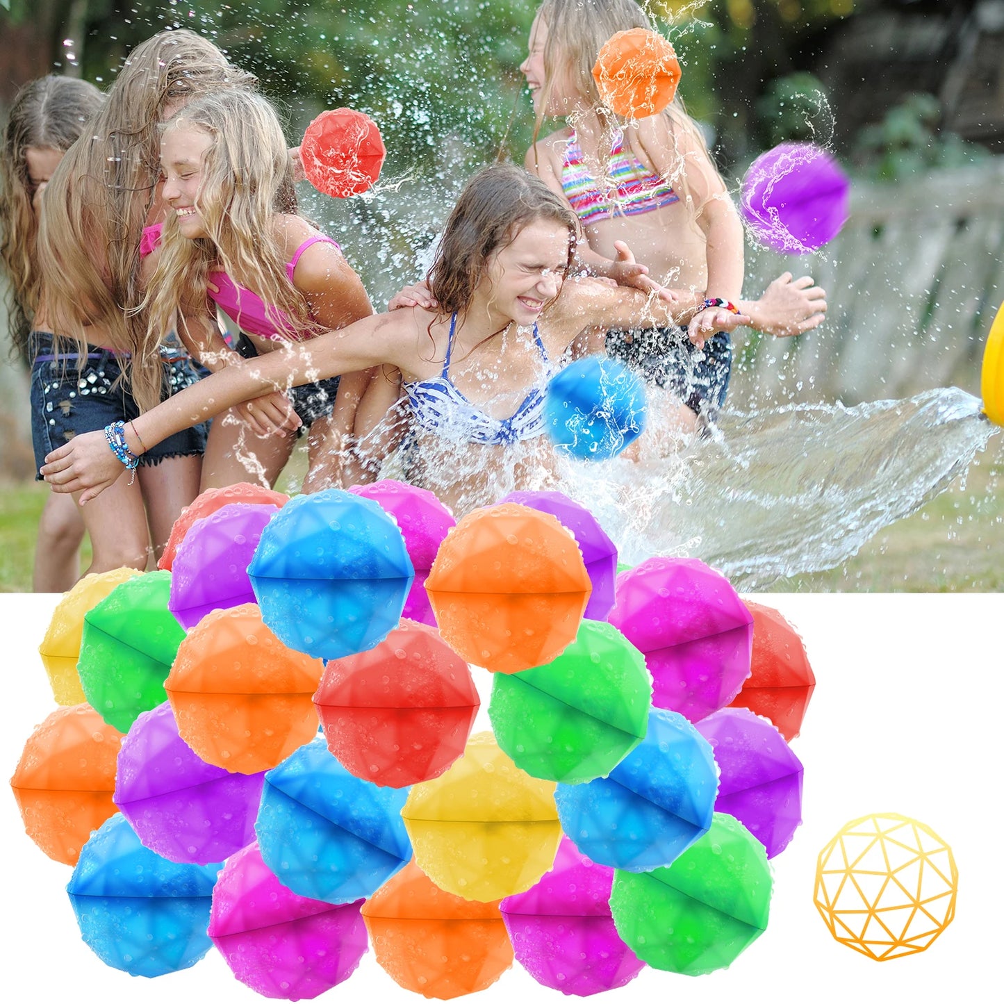 Reusable Water balloon Outdoor Games/ Beach Summer Refillable Self-Sealing Silicone Water Ball Toys for Kids