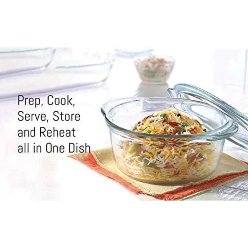 Basics 6-Piece Glass Casserole Dishes for Oven With Lids; Dishwasher safe