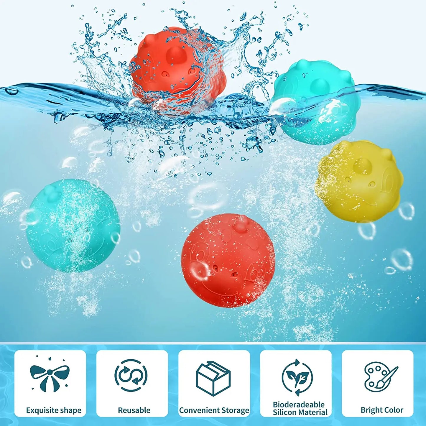 Reusable Water balloon Outdoor Games/ Beach Summer Refillable Self-Sealing Silicone Water Ball Toys for Kids