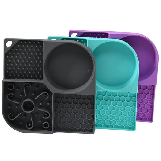 Food Mat Bowl  Useful with Suction Cups No Odor  Silicone Licking Food Mat Dog /Cat Feeding Bowl