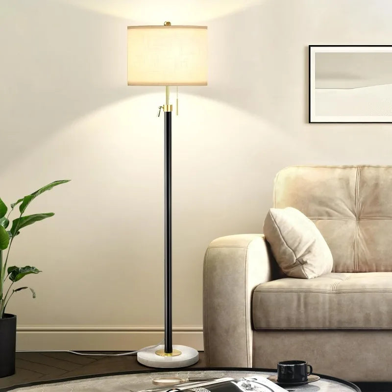 Standing Lamp with Marble Base, 3-Way Dimmable Tall Pole Light