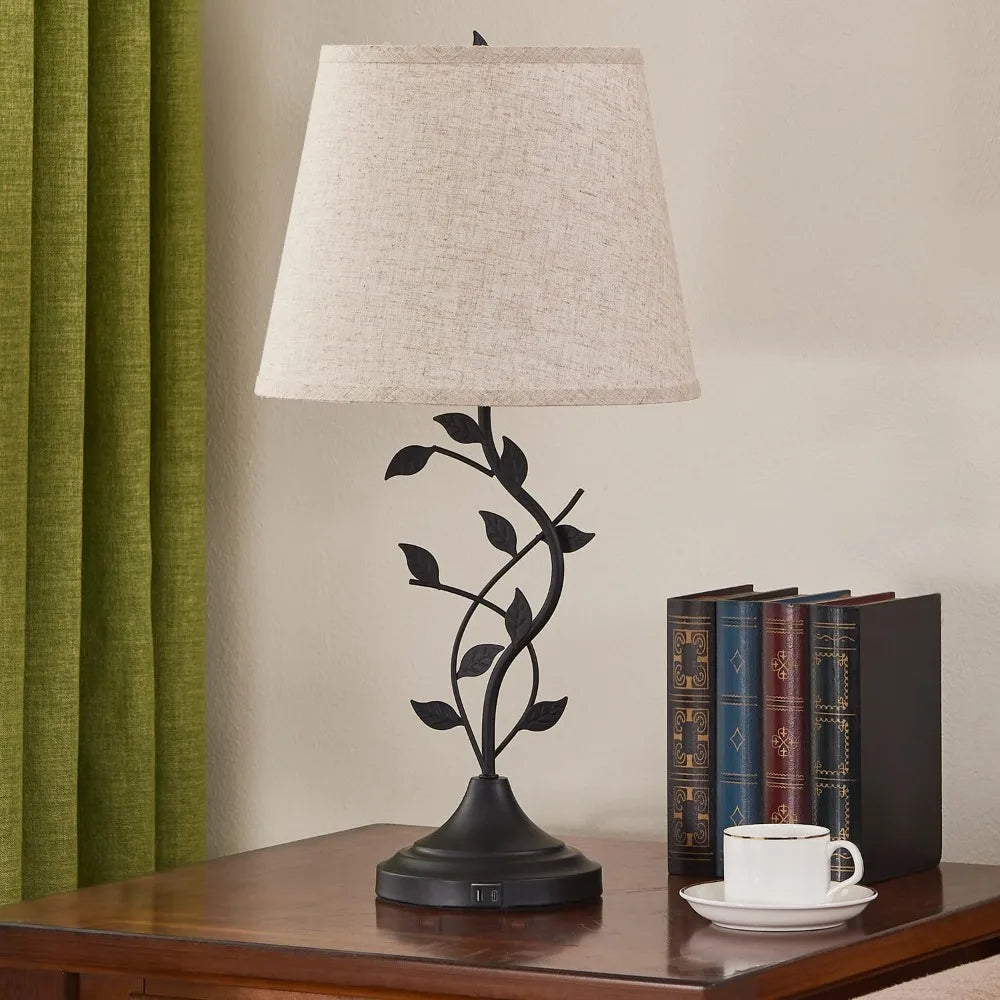 USB Charging Bedside Lamp - Traditional Tall Retro Desk Lamp