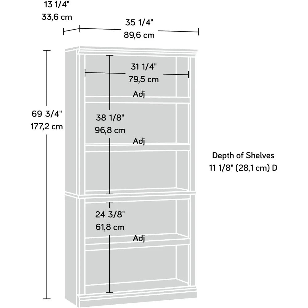 Libero 5 Shelf Bookcase/Book Shelf  Washington Cherry Finish