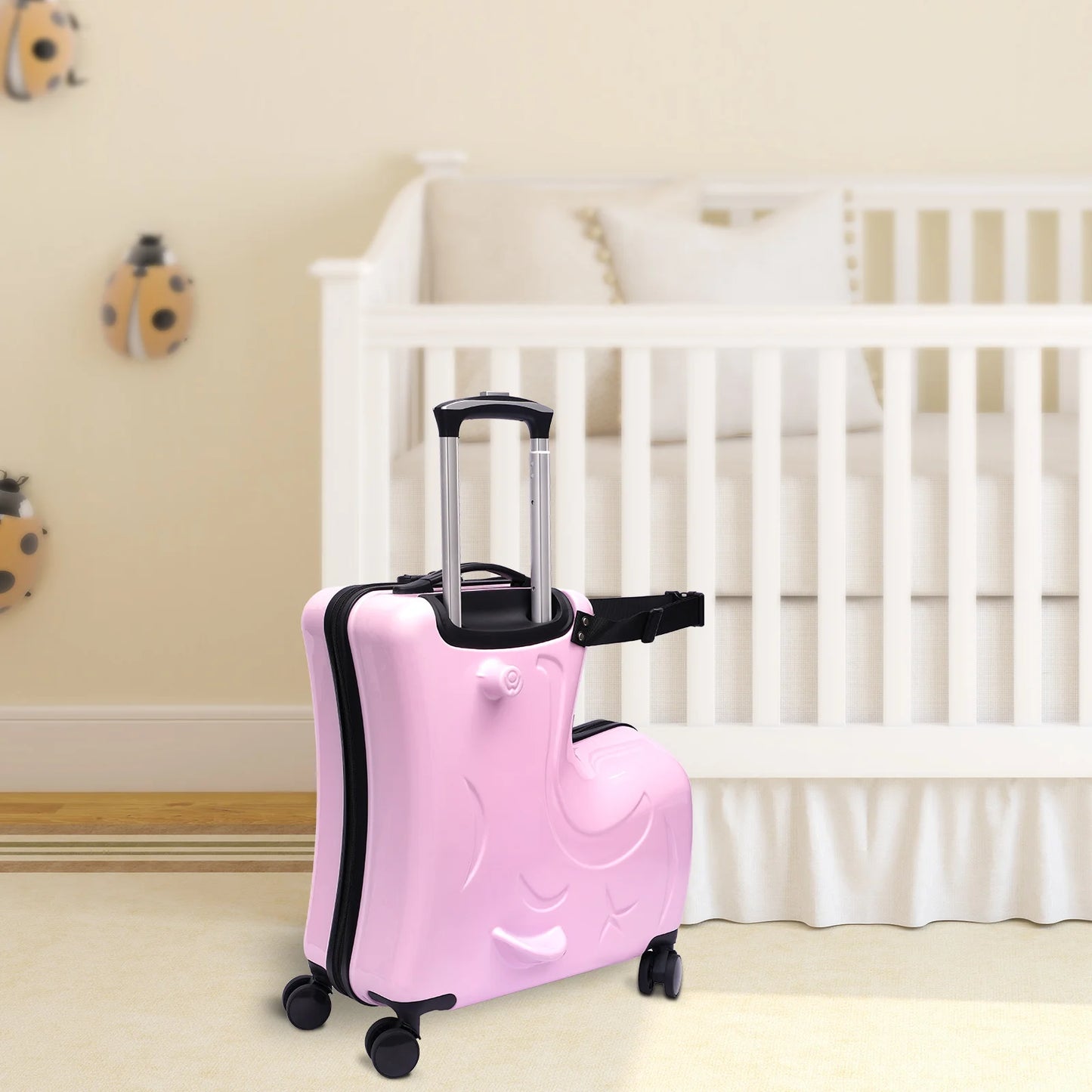 20"  Kids Ride-On Roll Spinner Suitcase; Waterproof in Pink or Blue