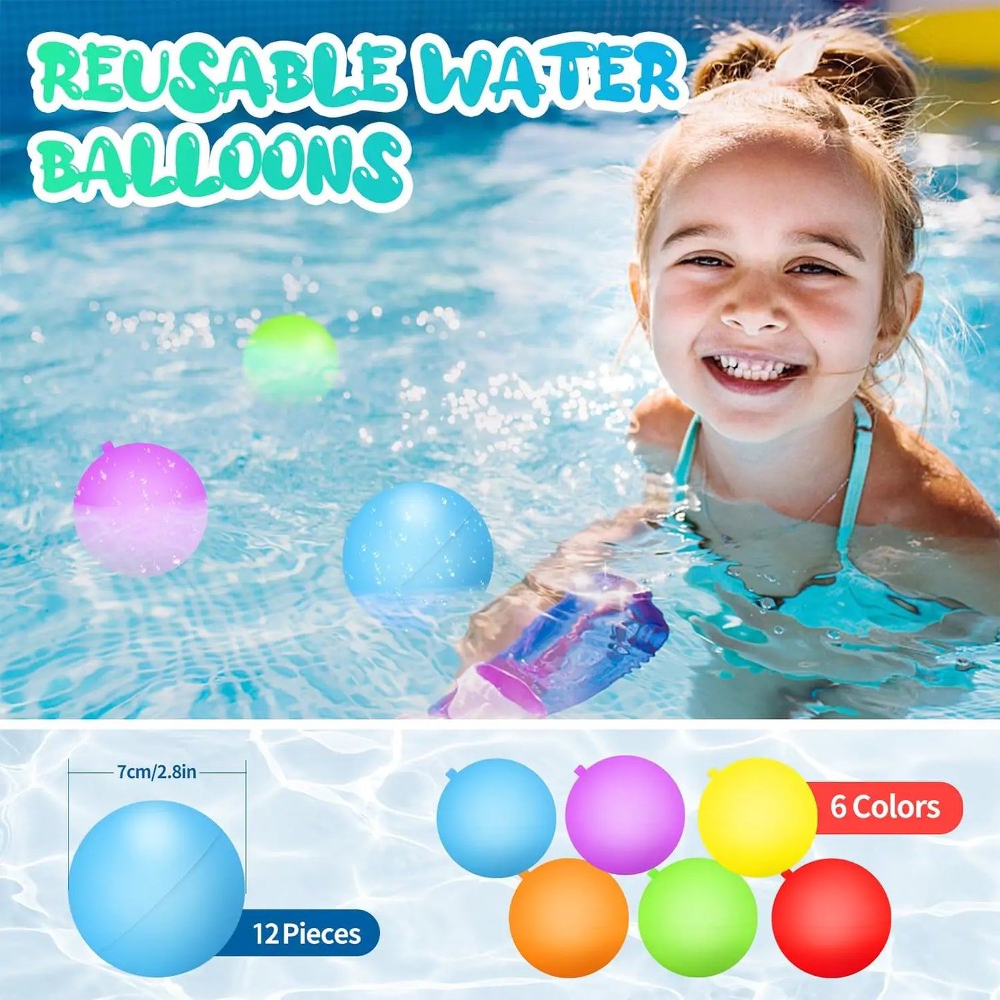 Reusable Water balloon Outdoor Games/ Beach Summer Refillable Self-Sealing Silicone Water Ball Toys for Kids