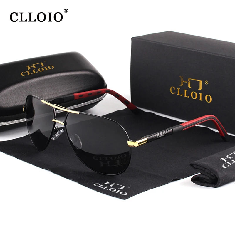 CLLOIO Men Classic Aluminum Polarized Sunglasses/ Women Driving Glasses Pilot Sun Glasses/ Brand Designer Male Vintage Sunglasses