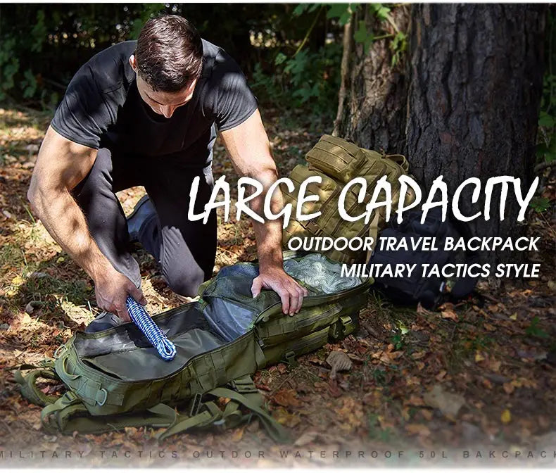 50L Tactical Backpack Men's Travel/Large Capacity Rucksacks Men /Waterproof Outdoor Sports Multi-functional Bags