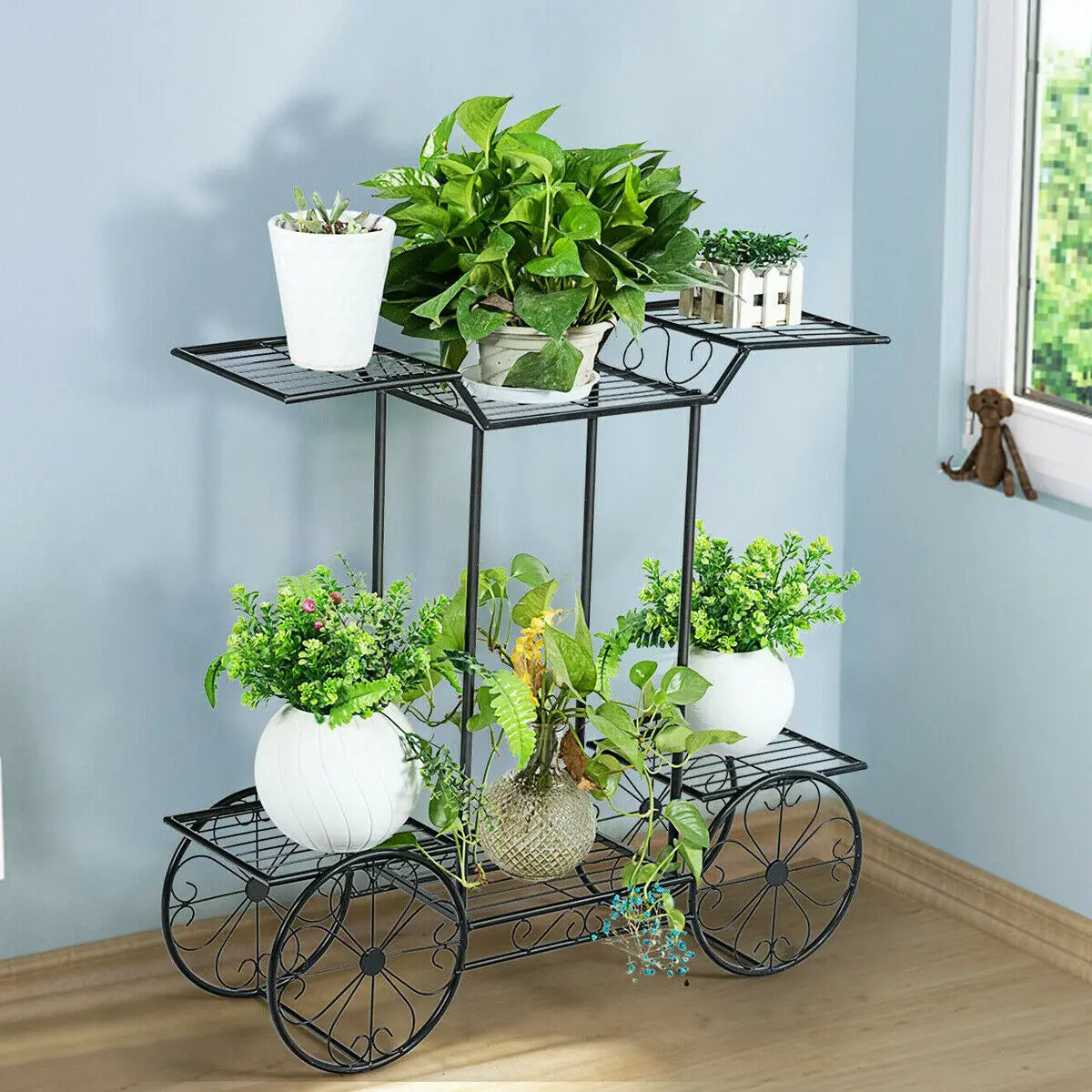 Metal Indoor 6 Tier Plant Stand Garden Cart