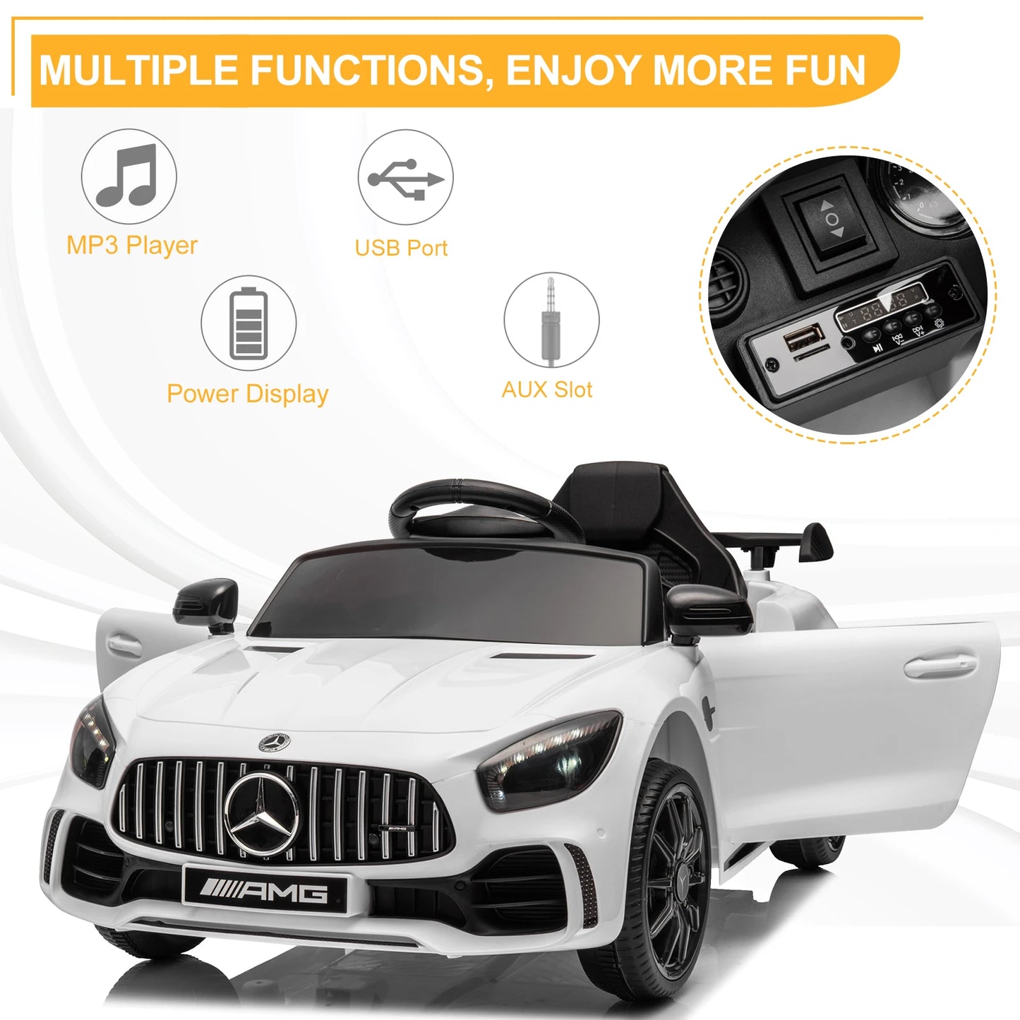 Kids Ride/ Remote Control Battery Powered Mercedes-Benz Sports Car White