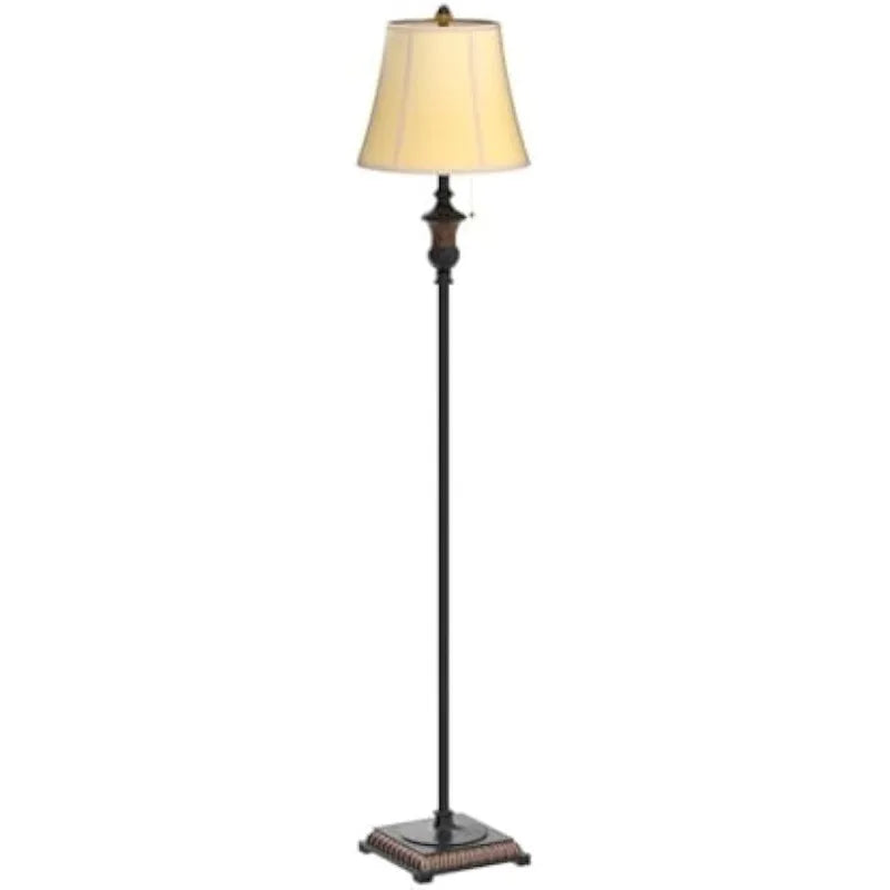 Sophia LED Floor Lamp, Tall Lamp with Bell Shape Fabric Shade, Mid Century Modern Lamp