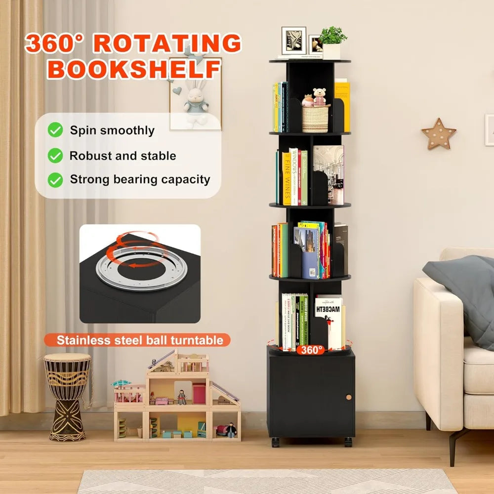 Rotating Floor Standing Tower Bookcase