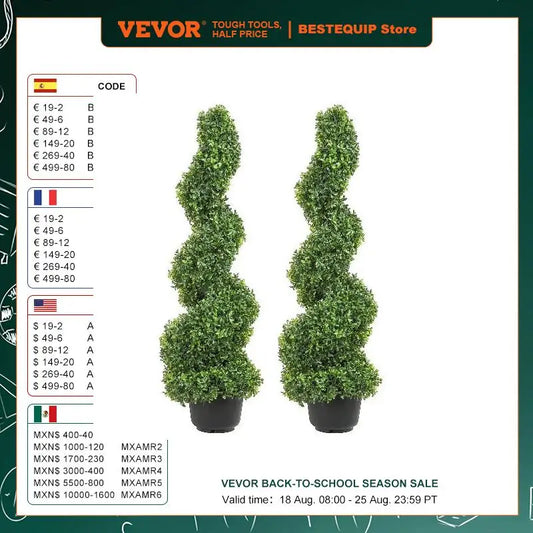 VEVOR 1/2pcs Artificial Boxwood Tower Topiary Spiral Artificial Plant 24/36/48in high Decorative Plants