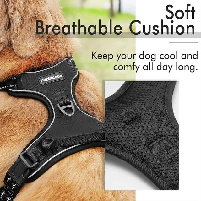 No-Pull Dog Harness with 2 Leash Clips Adjustable Padded Reflective Dog Vest with Handle for Large Dogs