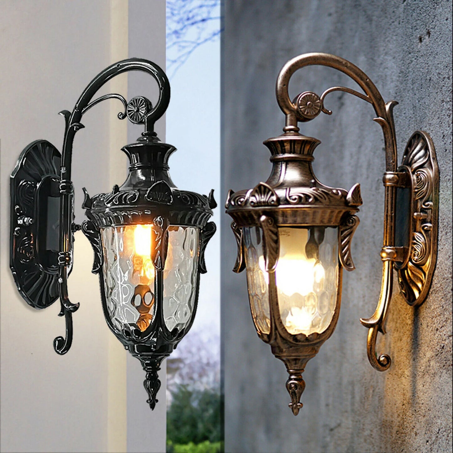 Outdoor Wall Lamp Antique Loft Wood Glass Lamp Vintage Industrial Retro Wall Sconce