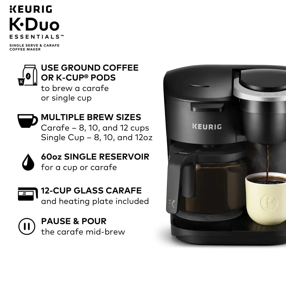 Keurig K-Duo Essentials Black Single-Serve K-Cup Pod Coffee Maker