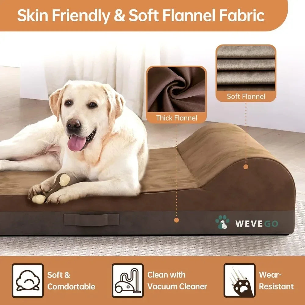 Gel Memory Foam Flannel Fabric Dog Bed  Durable ,Waterproof Liner & Removable Washable Cover With Non-Slip Bottom