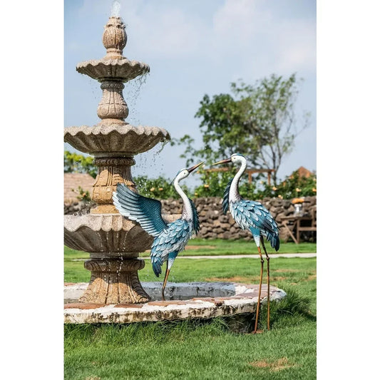 Blue Heron Garden Statues; Set of 2,Sculptures