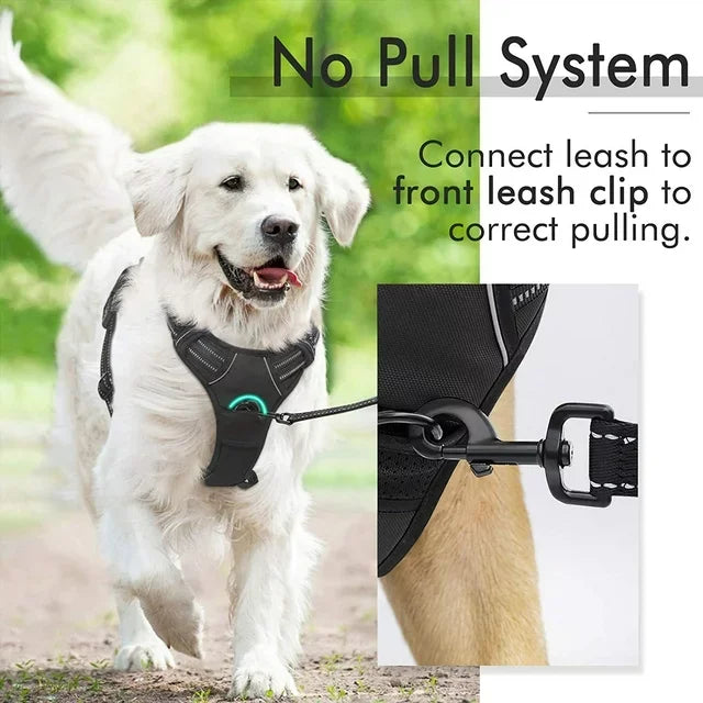 No-Pull Dog Harness with 2 Leash Clips Adjustable Padded Reflective Dog Vest with Handle for Large Dogs