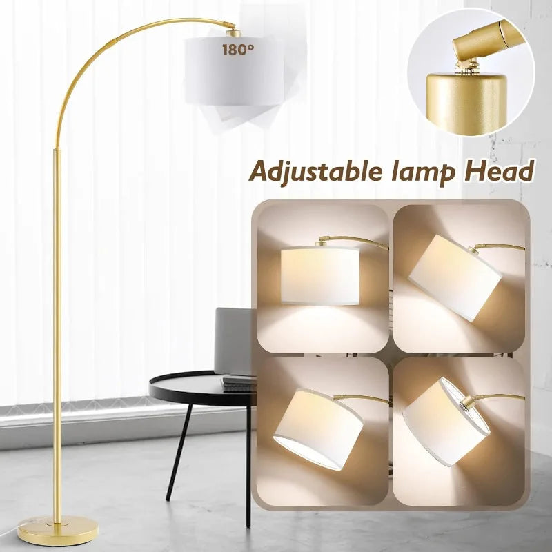 Arc Floor Lamp Remote Control Dimmable, tall Lamp with  Drum Shade