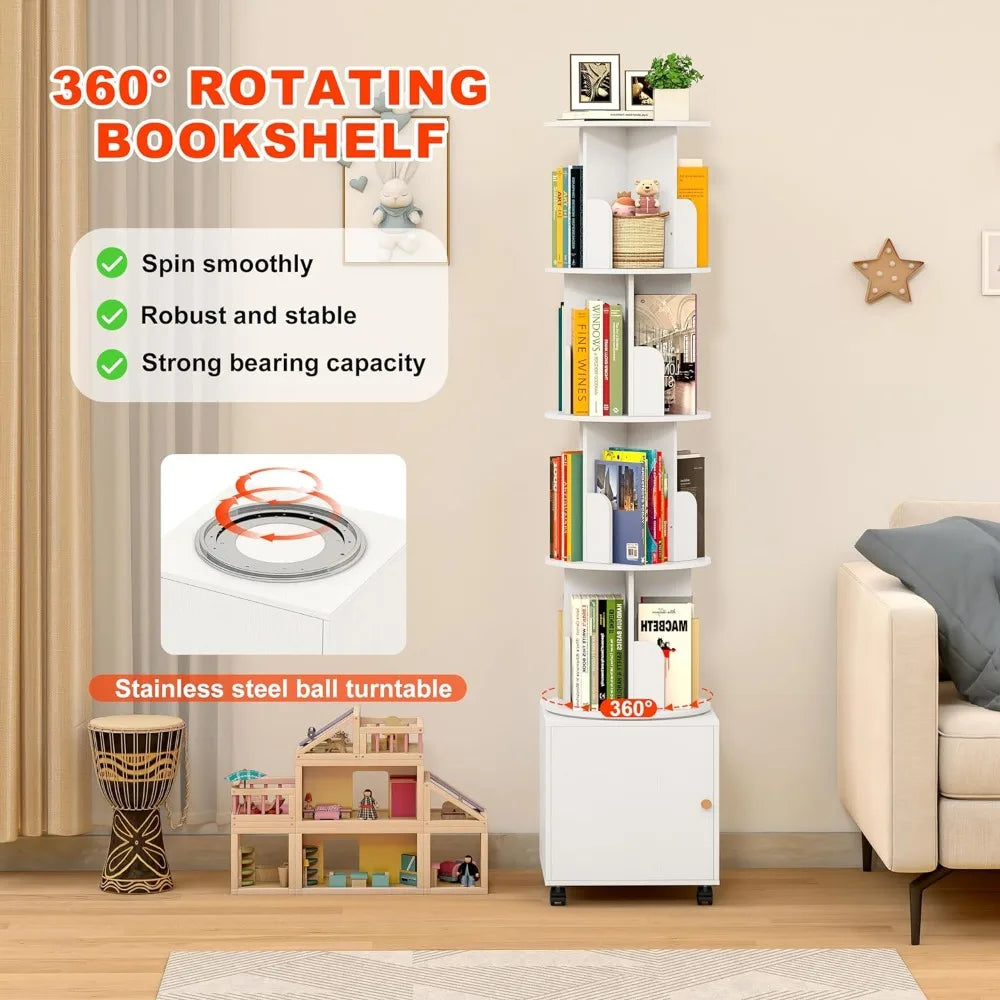 Rotating Floor Standing Tower Bookcase