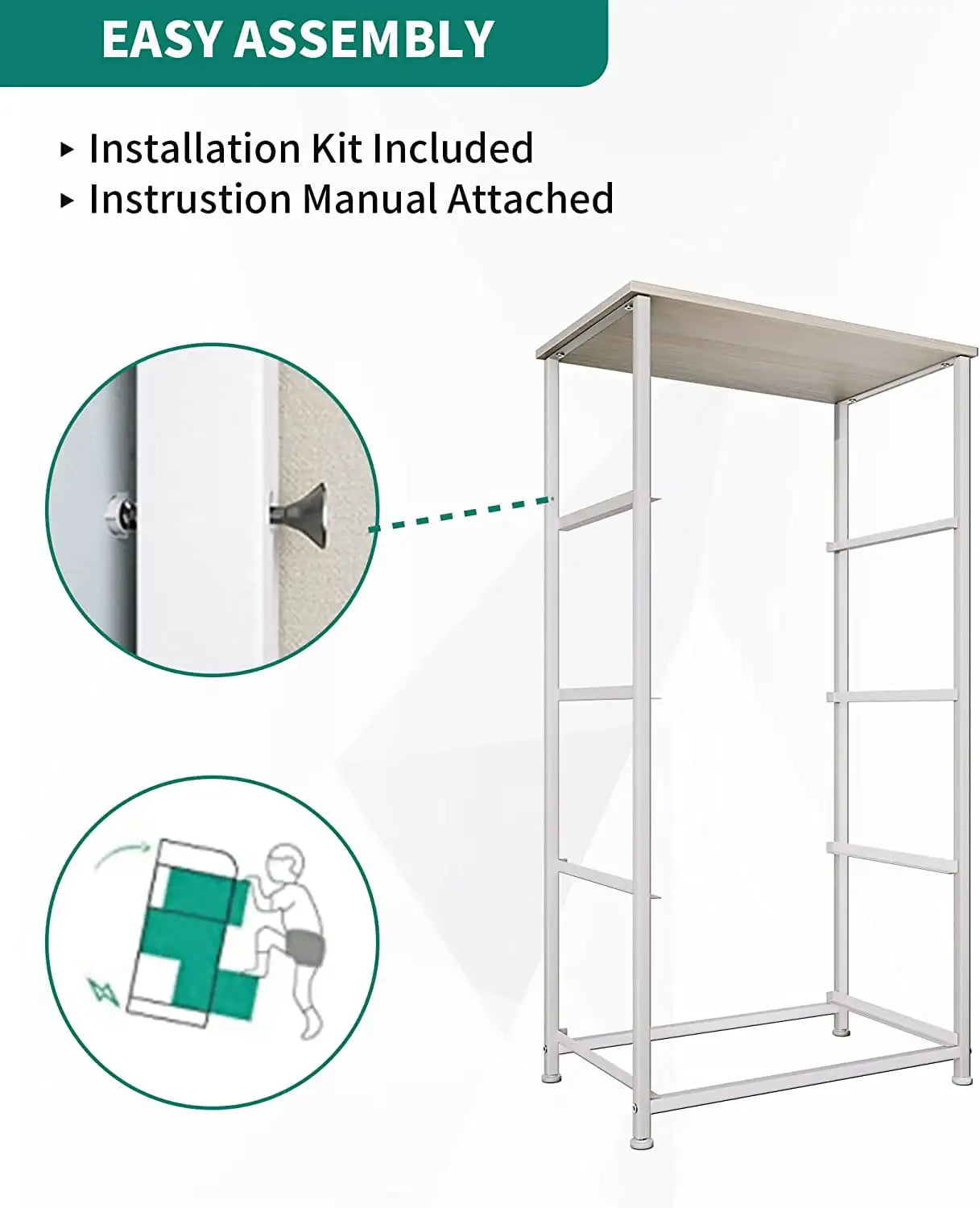 4-Drawer Storage Tower Cabinet, Organizer for Bedroom, Living Room, Closet & Nursery, Sturdy Steel Frame