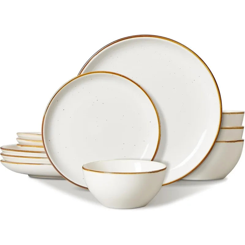 Porcelain Dinnerware Sets for 4 - 12pcs, Scratch Resistant