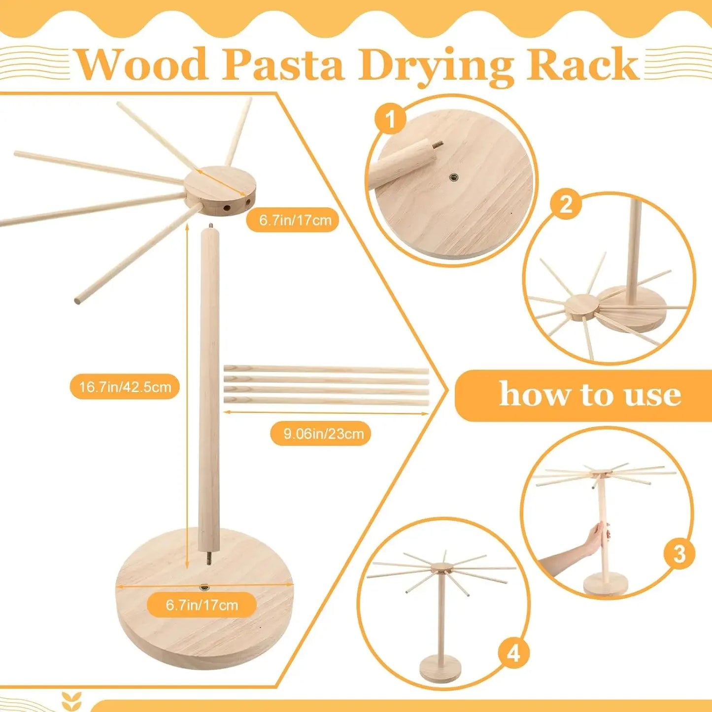 8 Pcs Pasta Maker Machine Set Including Stainless Steel Noodle Maker, Wood Pasta Drying Rack and Ravioli Stamp.