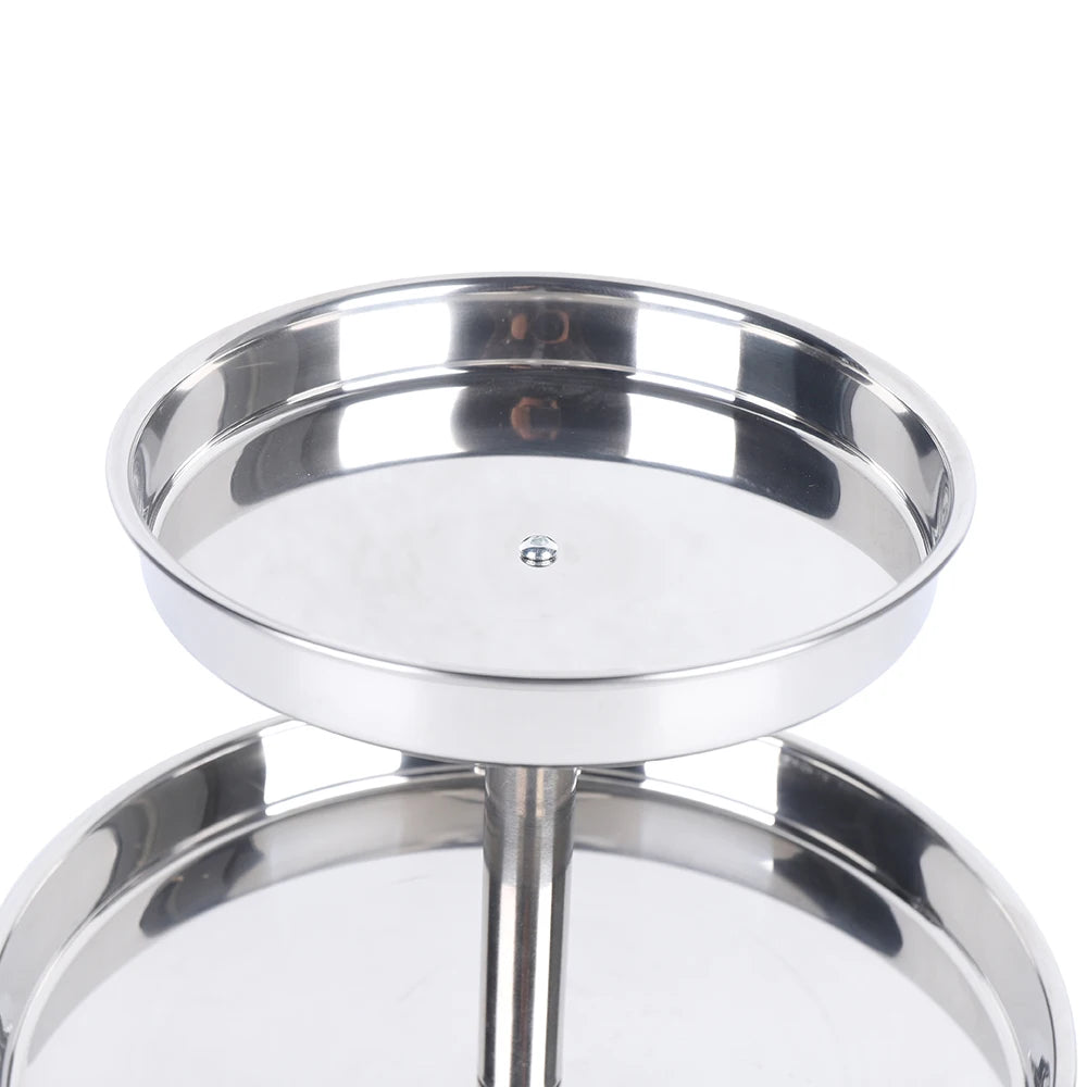 2 Tier Lazy Susan Organizer Stainless Steel 360 Degree Turntable Spice Rack Tray