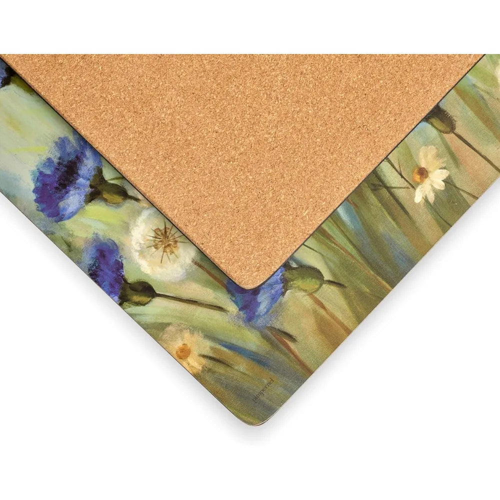 Pimpernel Fleur Des Champs Collection Placemats, Set of4,Heat Resistant Mats, Cork-Backed Board, Hard Placemat