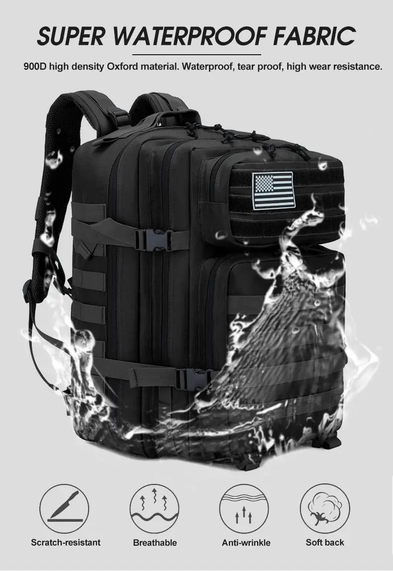 50L Tactical Backpack Men's Travel/Large Capacity Rucksacks Men /Waterproof Outdoor Sports Multi-functional Bags