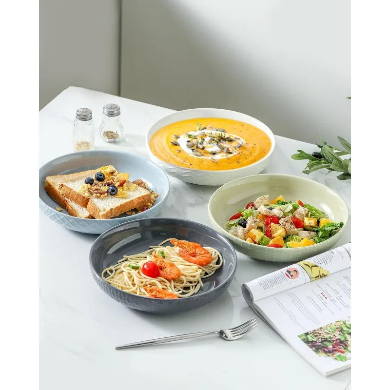 Set of 4,  42 OZ Ceramic Pasta/Salad Bowls