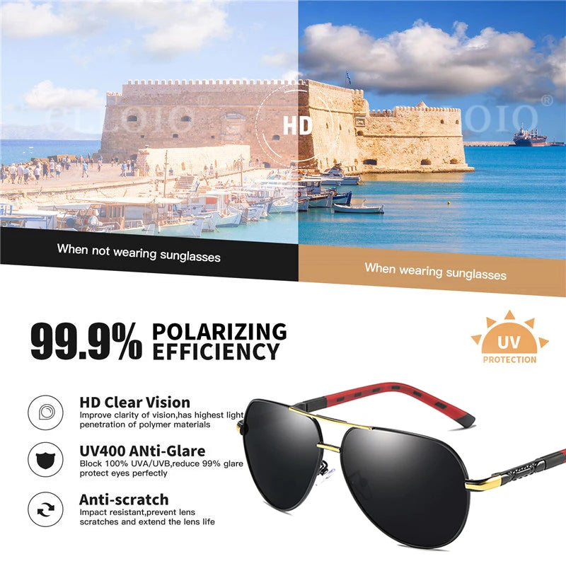 CLLOIO Men Classic Aluminum Polarized Sunglasses/ Women Driving Glasses Pilot Sun Glasses/ Brand Designer Male Vintage Sunglasses