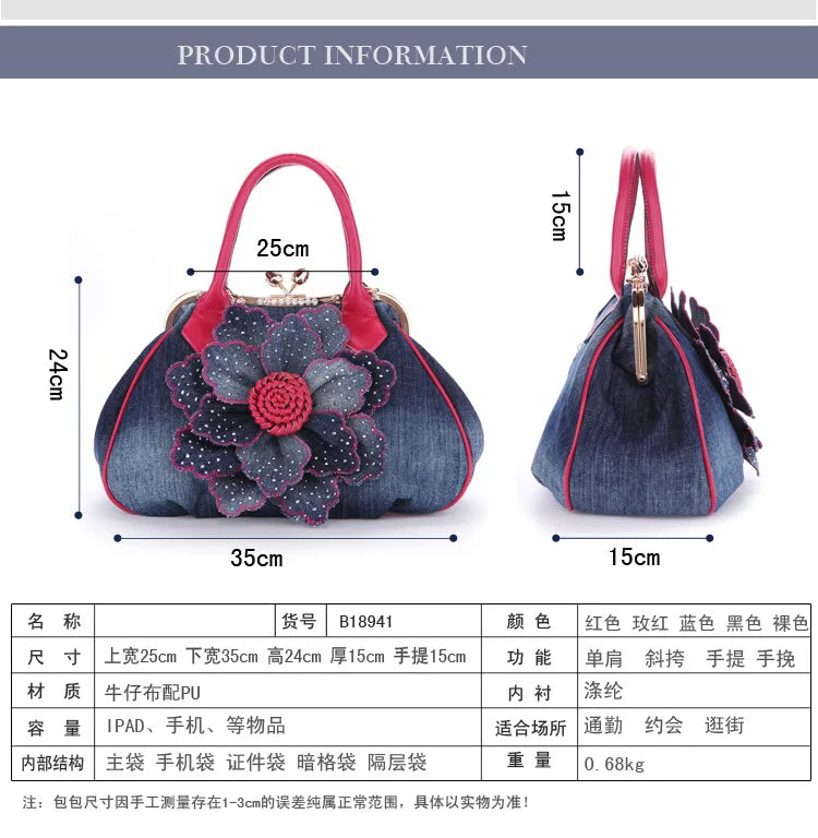 Denim Handbag for Women Evening Party Bag