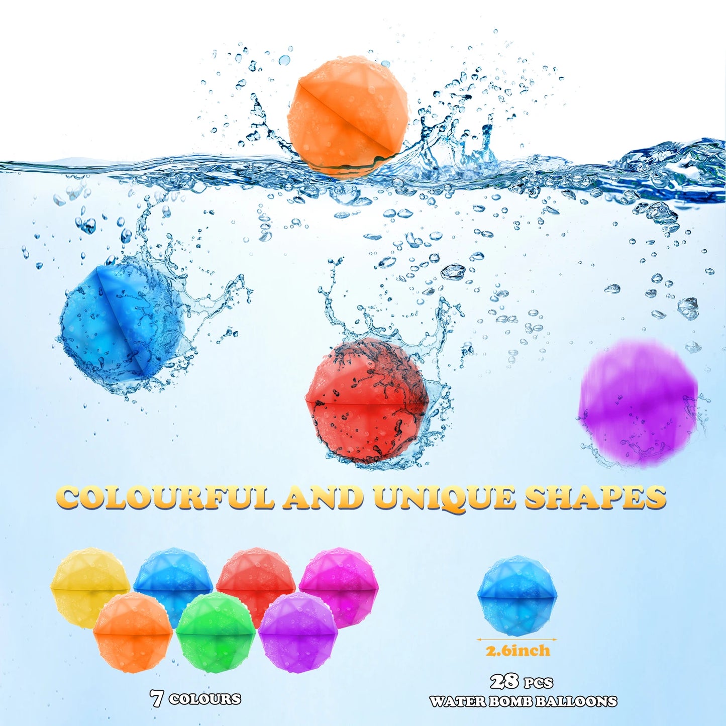 Reusable Water balloon Outdoor Games/ Beach Summer Refillable Self-Sealing Silicone Water Ball Toys for Kids