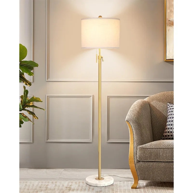 Standing Lamp with Marble Base, 3-Way Dimmable Tall Pole Light