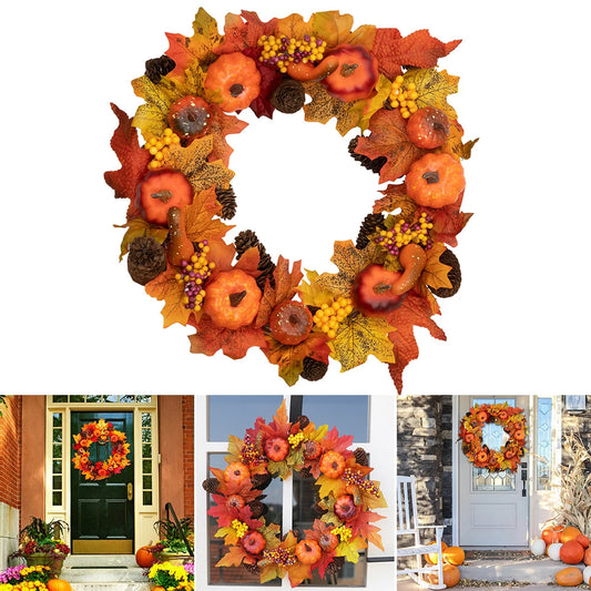 Autumn Wreath/ Farmhouse Garland Fall Pumpkin Wreath /Harvest Front Door/ Wall Hanging / Halloween Wreath /Home Decoration