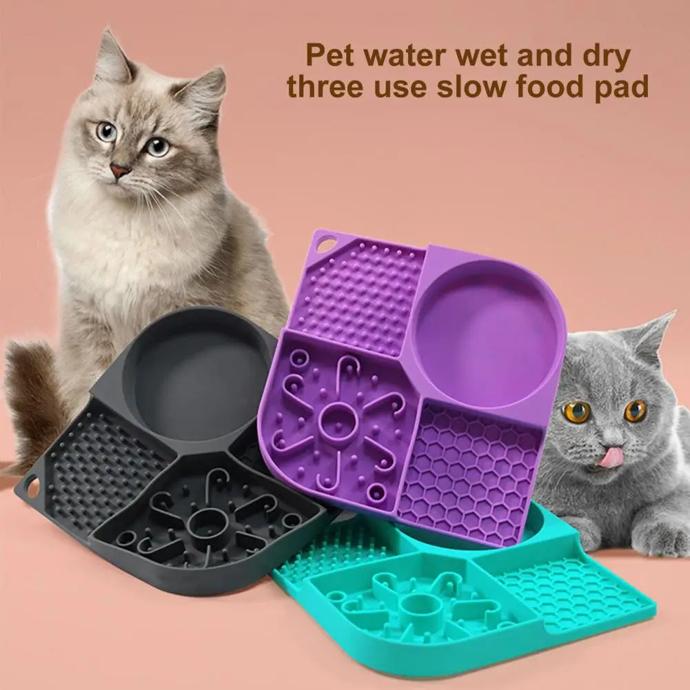 Food Mat Bowl  Useful with Suction Cups No Odor  Silicone Licking Food Mat Dog /Cat Feeding Bowl